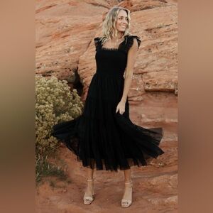 Baltic Born Black Emma Tulle midi dress